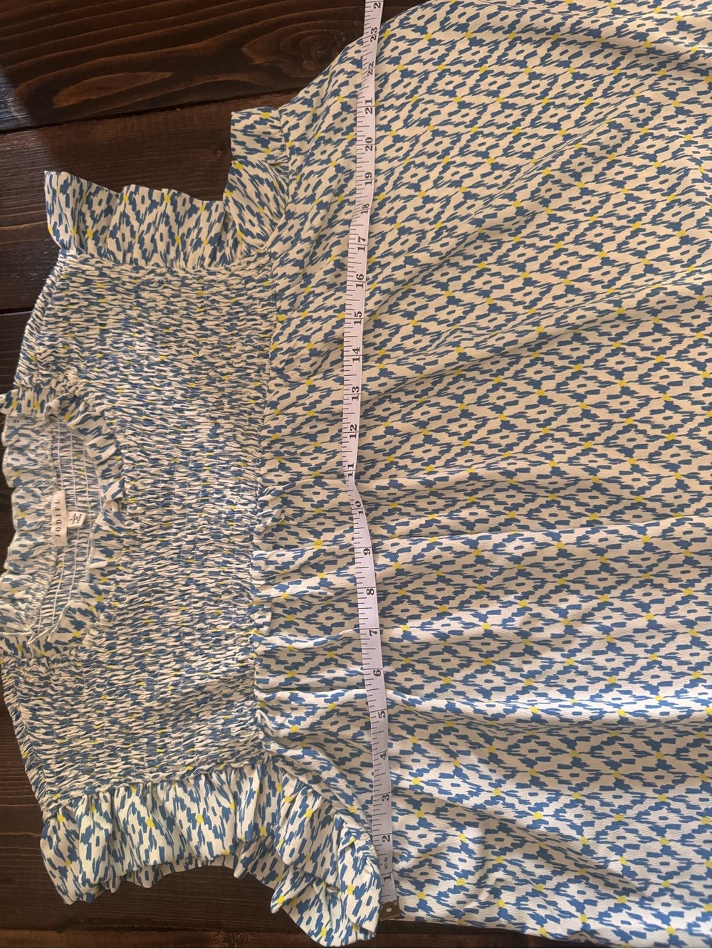 JODIFL Blue, Yellow and White Patterned Ruffle Sleeve Blouse - Picture 3 of 4